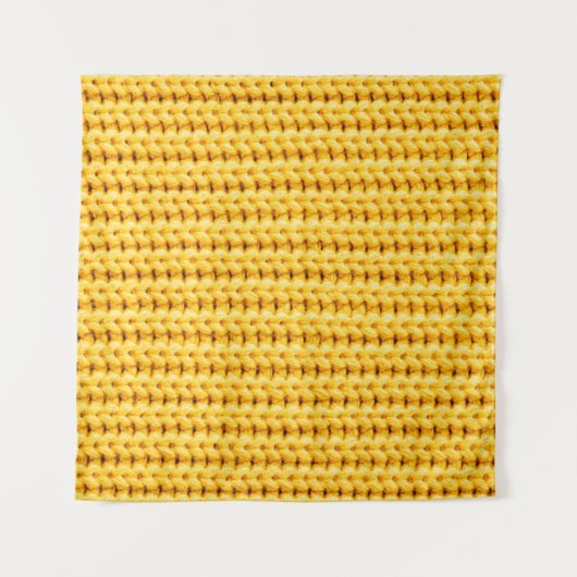 黄色の編み込みウール生地の背景 タペストリー (正面)