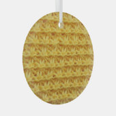 黄色の編地：テクスストライプのチャー。 ガラスオーナメント (正面右)