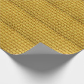 黄色の編地：テクスストライプのチャー。 ラッピングペーパー (角)