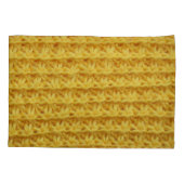 黄色の編地：テクスストライプのチャー。 枕カバー (裏面)