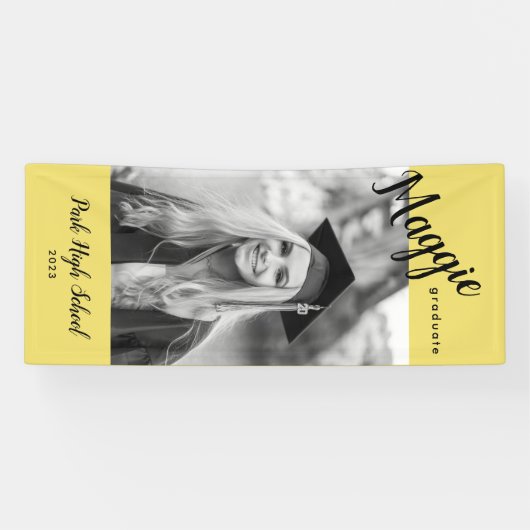 黄色の縦型フォト卒業バナー 横断幕 (横)