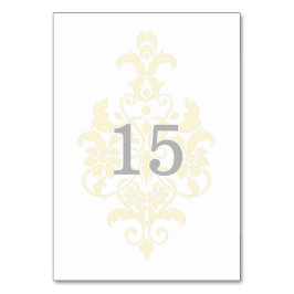 黄色の繊細なダマスクテーブルカード テーブルナンバー