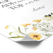 黄色の繊細なワイルドフラワービーミモサバー標識 ポスター (角)