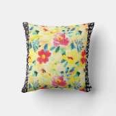 黄色の繊細な花の装飾用クッション クッション (裏面)