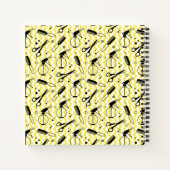 黄色の美容師のツールパターン ノートブック (裏面)