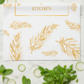 黄色の羽毛(名前をカスタムする) キッチンタオル (折り畳み)