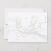 黄色の翼とグレーのヴィンテージラブバードありがとう サンキューカード (裏面)