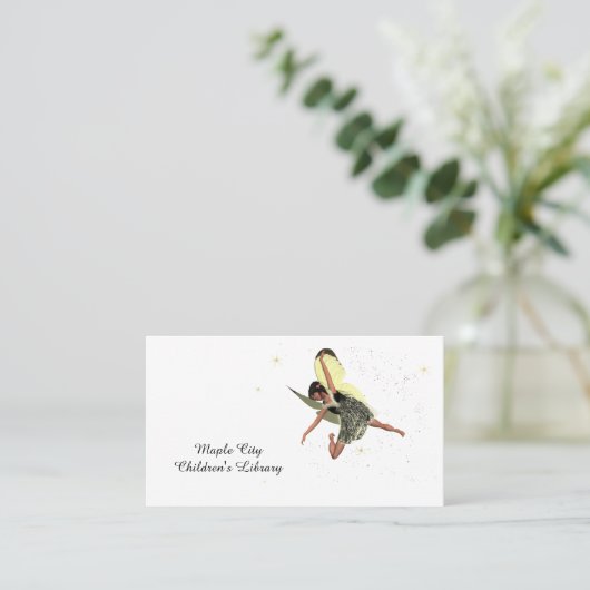 黄色の翼の名刺を持つ女の子の妖精 名刺 (スタンド正面)