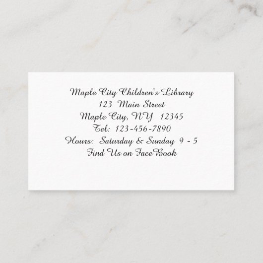 黄色の翼の名刺を持つ女の子の妖精 名刺 (裏面)