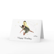 黄色の翼の少女の妖精の誕生日カード