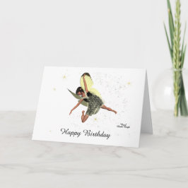 黄色の翼の少女の妖精 誕生日カード カード