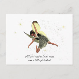 黄色の翼はがき付き女の子の妖精 ポストカード