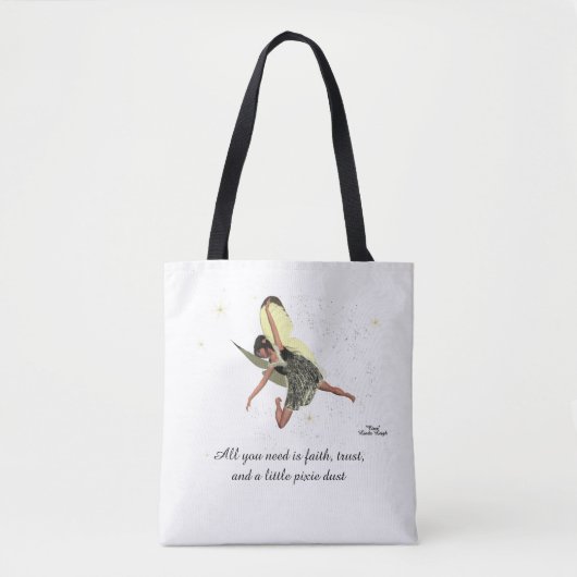 黄色の翼トートバッグと女の子の妖精 トートバッグ (正面)