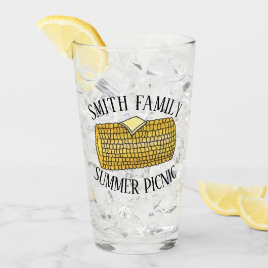 黄色の耳のコーンの上にコブファミリーピクニック タンブラーグラス (アイス正面)