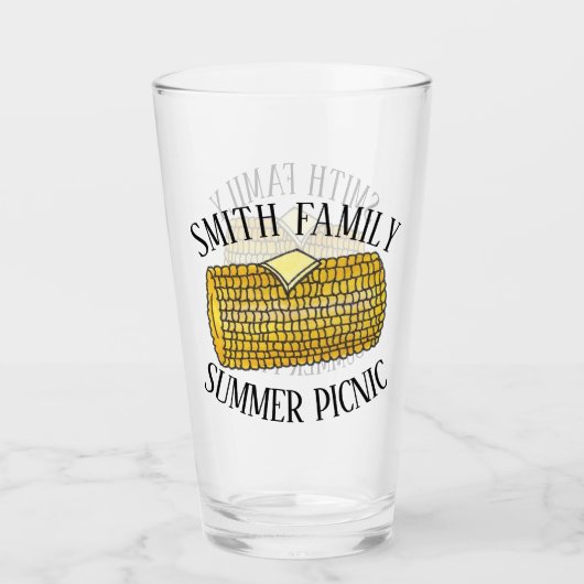 黄色の耳のコーンの上にコブファミリーピクニック タンブラーグラス (正面)