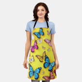 黄色の背景と蝶 エプロン (着用した状態)