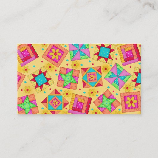 黄色の背景にキルトアート名刺 名刺 (正面)