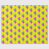 黄色の背景にコンフェッティと誕生日風船,  ラッピングペーパー (フラット)