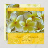 黄色の背景にプルメリア 招待状 (正面/裏面)