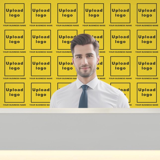 黄色の背景に企業名とロゴ 壁紙 (Business name and logo on yellow wallpaper)