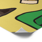 黄色の背景に学校用品がシームレスに並んだパターン ポスター (角)