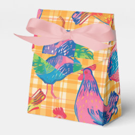 黄色の背景に市松模様にひよこを フェイバーボックス