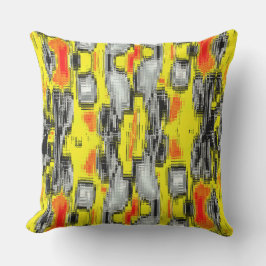 黄色の背景に引っかき傷でできた抽象的な四角形 アウトドアクッション