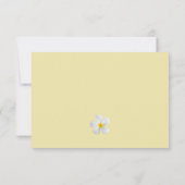 黄色の背景に白いプルメリア、トロピカル、フラワーリー サンキューカード (裏面)