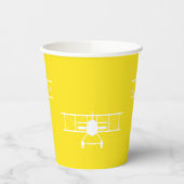 黄色の背景に白いヴィンテージ二面模様 紙コップ (左)