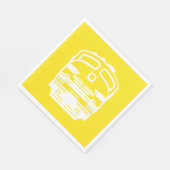 黄色の背景に白い列車のエンジンプロファイル スタンダードランチョンナプキン (角)