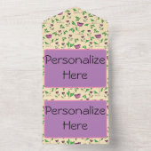 黄色の背景に紫のチューリップ オールインワン招待状 (内側)