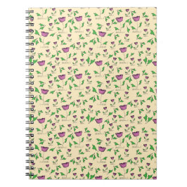 黄色の背景に紫のチューリップ ノートブック