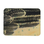 黄色の背景に緑のサボテン マグネット (横)