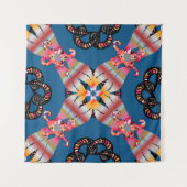 黄色の背景に色付けされたマンダラ。招待状 タペストリー (正面(横))