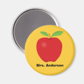 黄色の背景に赤いリンゴとパーソナライズされた マグネット (正面/裏面)