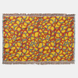 黄色の背景に赤と灰色のネット。 スローブランケット