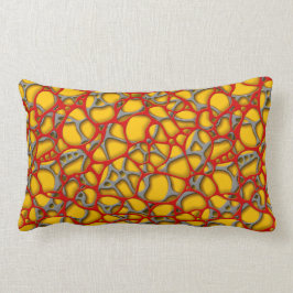 黄色の背景に赤と灰色のネット。 ランバークッション