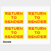 黄色の背景に赤文字で「Return to Sender」 長方形シール (シート)