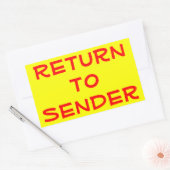 黄色の背景に赤文字で「Return to Sender」 長方形シール (封筒)