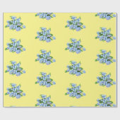 黄色の背景に青い花のカントリーギフトラッピングペーパー ラッピングペーパー (フラット)