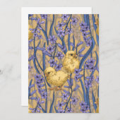 黄色の背景に鶏とヒヤシンス (正面/裏面)