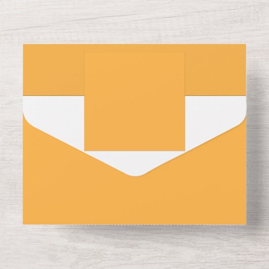 黄色の背景に黒い枠線 オールインワン招待状 (裏面)