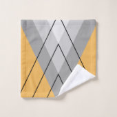 黄色の背景のグレーの三角形 バスタオルセット (ウォッシュタオル)
