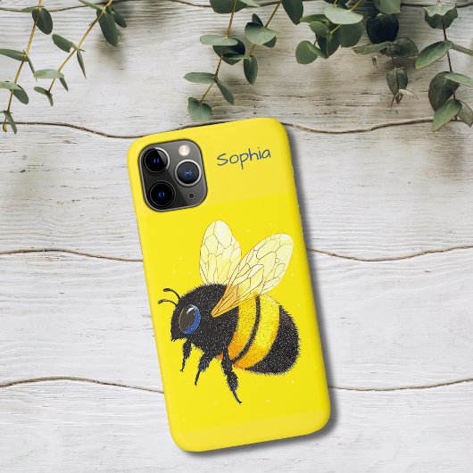 黄色の背景のマルハナバチ Case-Mate iPhoneケース