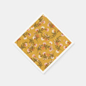 黄色の背景の花 スタンダードカクテルナプキン (角)