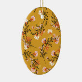 黄色の背景の花 セラミックオーナメント (右)