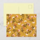 黄色の背景の花 案内ポストカード (正面/裏面)