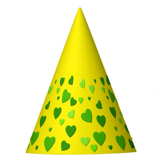 黄色の背景を持つ1000のハート パーティーハット (正面)