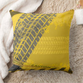 黄色の背景タイヤトラックトレース クッション (ブランケット)