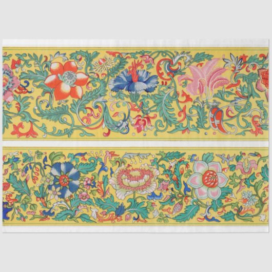 黄色の背景フローラ紙 薄葉紙 (正面)